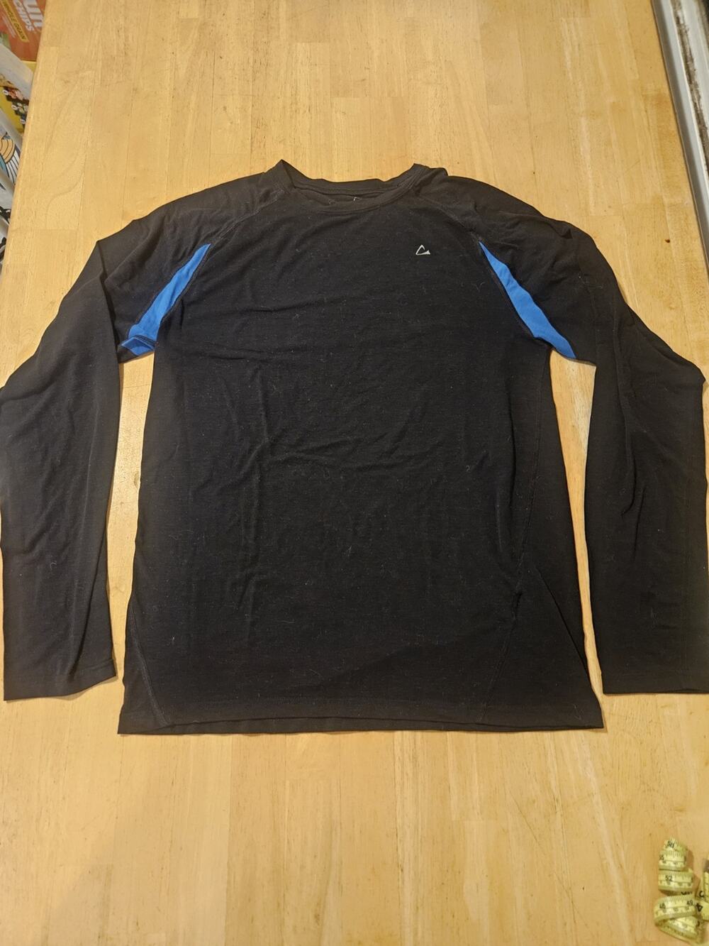 Paradox Men's M Merino Wool Blend Long Sleeve Crew Neck Shirt Black Blue